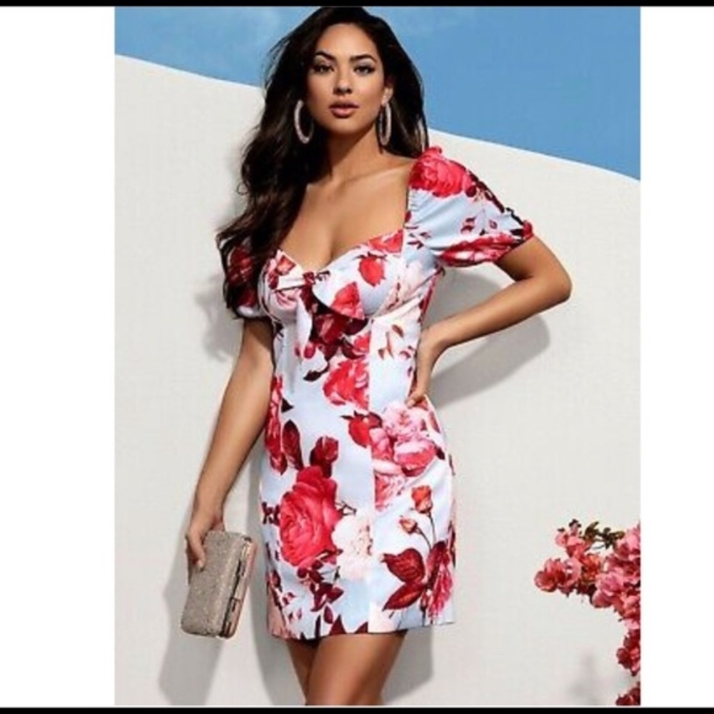 GUESS by Marciano Rosie Floral Knot Front Dress